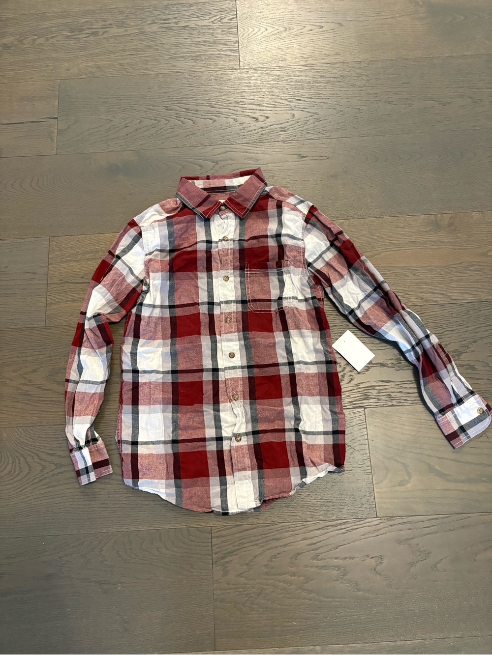 Ruffhewn boys red plaid dress shirt sz 10/12 NWT ret $69USD